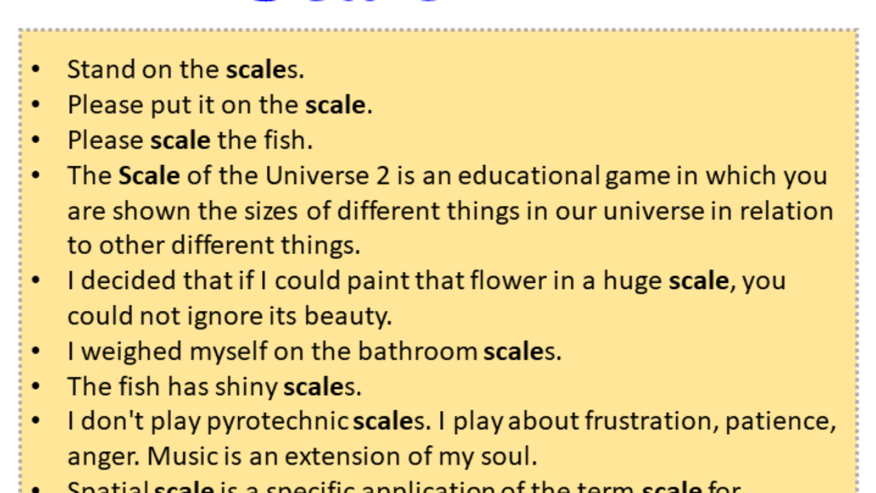 Sentences with Scale, Scale in a Sentence in English, Sentences For Scale -  English Grammar Here