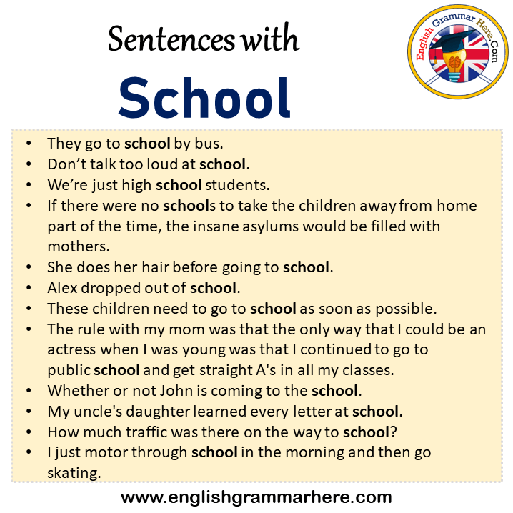 Sentences with School, School in a Sentence in English, Sentences For School