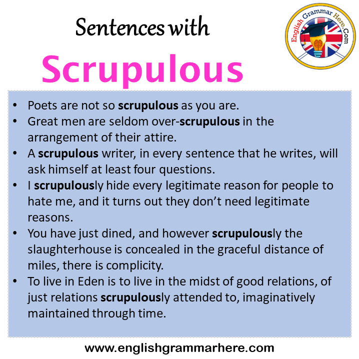 Sentences with Scrupulous, Scrupulous in a Sentence in English, Sentences For Scrupulous