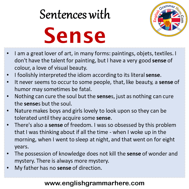 Sentences with Sense, Sense in a Sentence in English, Sentences For Sense