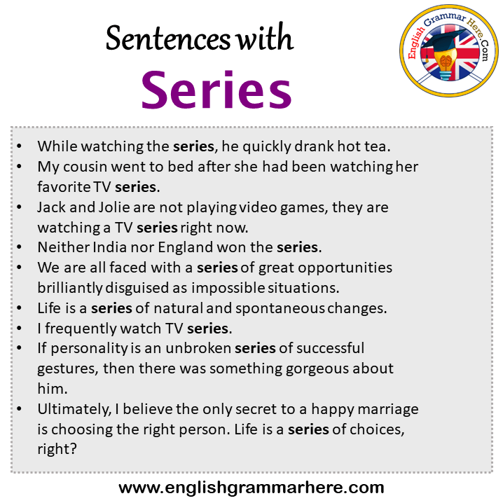 Sentences with Series, Series in a Sentence in English, Sentences For Series