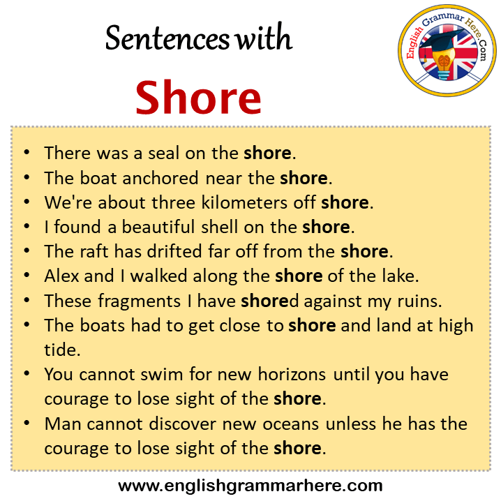 Sentences with Shore, Shore in a Sentence in English, Sentences For Shore
