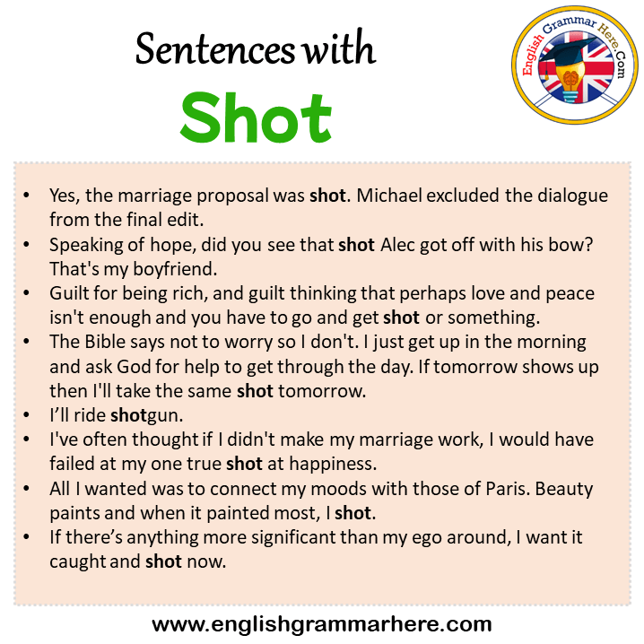 Sentences with Shot, Shot in a Sentence in English, Sentences For Shot