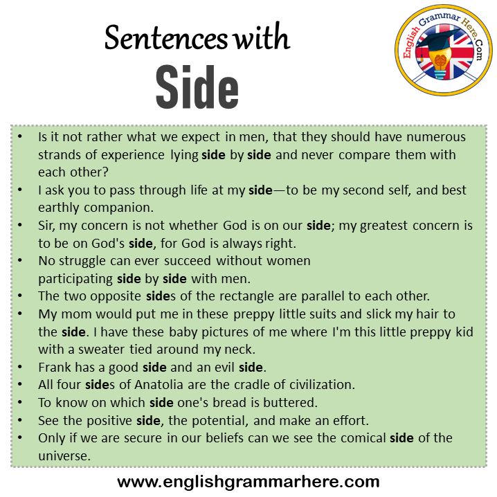 Sentences with Side, Side in a Sentence in English, Sentences For Side