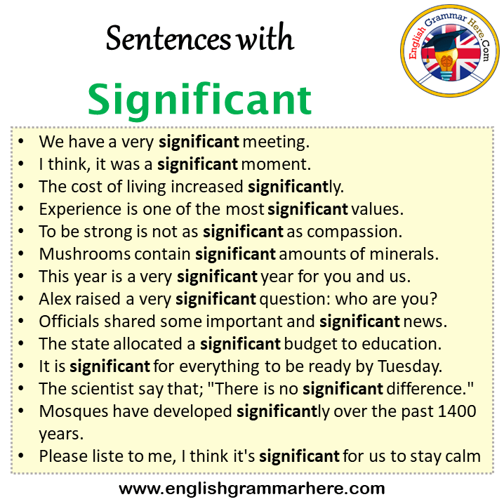 Sentences with Significant, Significant in a Sentence in English, Sentences For Significant
