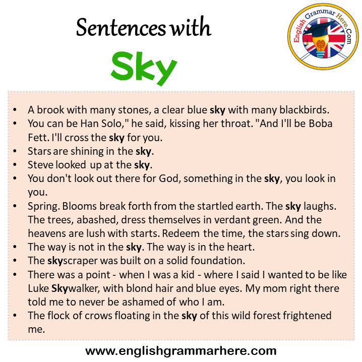 Sentences with Sky, Sky in a Sentence in English, Sentences For Sky