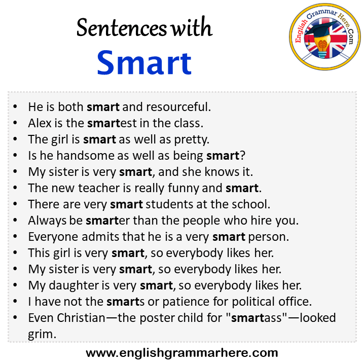 Sentences with Smart, Smart in a Sentence in English, Sentences For Smart