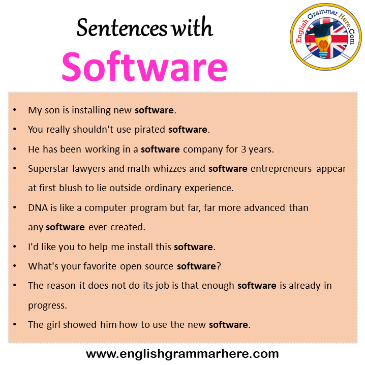 Sentences with Software, Software in a Sentence in English, Sentences For Software