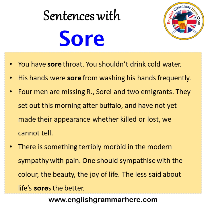 Sentences with Sore, Sore in a Sentence in English, Sentences For Sore