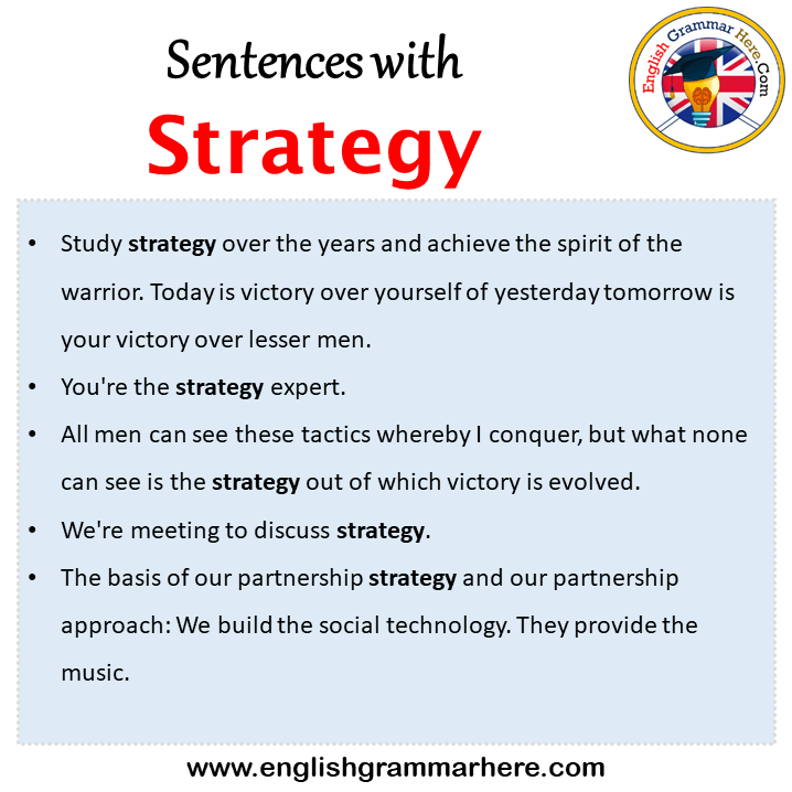 Sentences with Strategy, Strategy in a Sentence in English, Sentences For Strategy