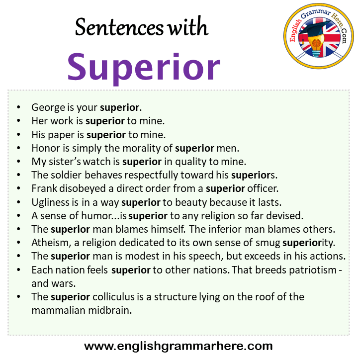 Sentences with Superior, Superior in a Sentence in English, Sentences For  Superior - English Grammar Here