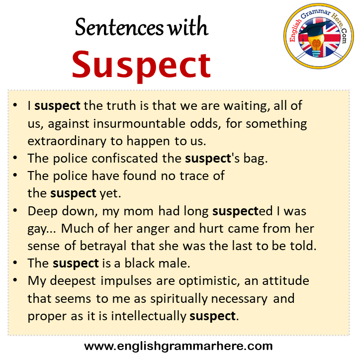 Sentences with Suspect, Suspect in a Sentence in English, Sentences For Suspect