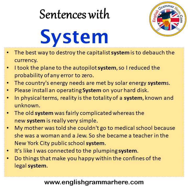 Sentences with System, System in a Sentence in English, Sentences For System