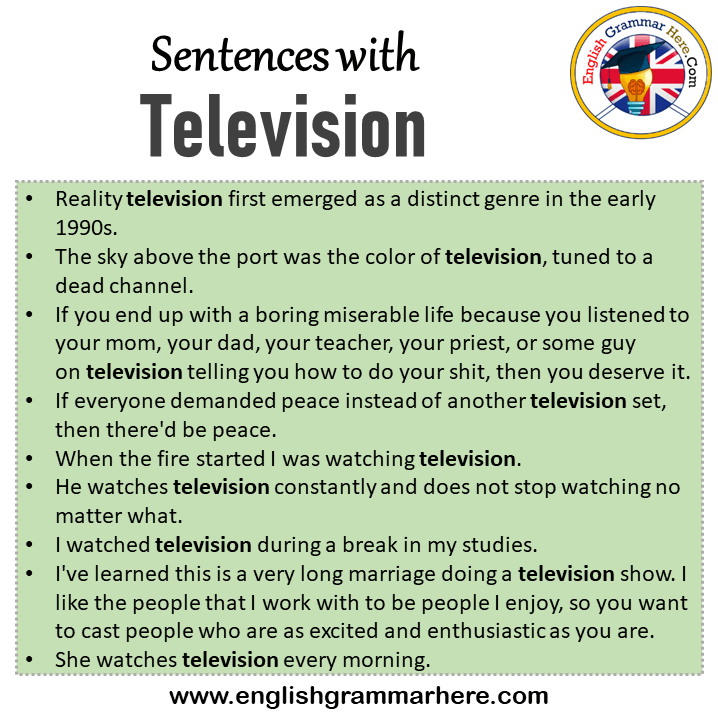 Sentences with Television, Television in a Sentence in English, Sentences For Television