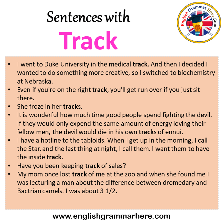 Sentences with Track, Track in a Sentence in English, Sentences For Track