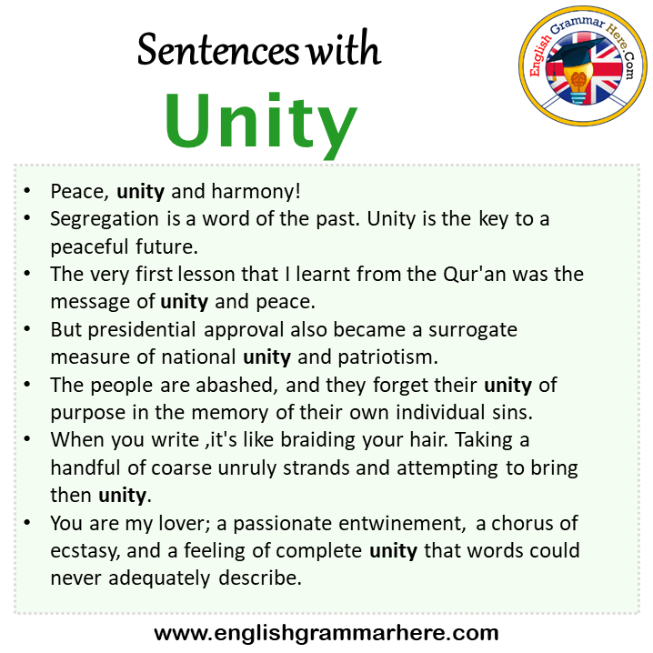 Sentences with Unity, Unity in a Sentence in English, Sentences For Unity
