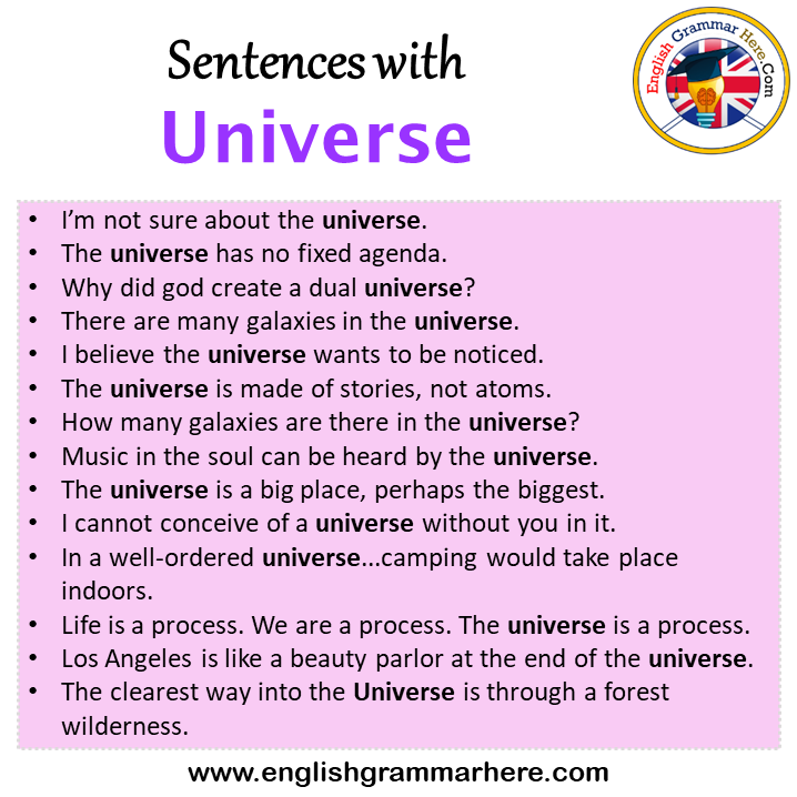 Sentences with Universe, Universe in a Sentence in English, Sentences For Universe