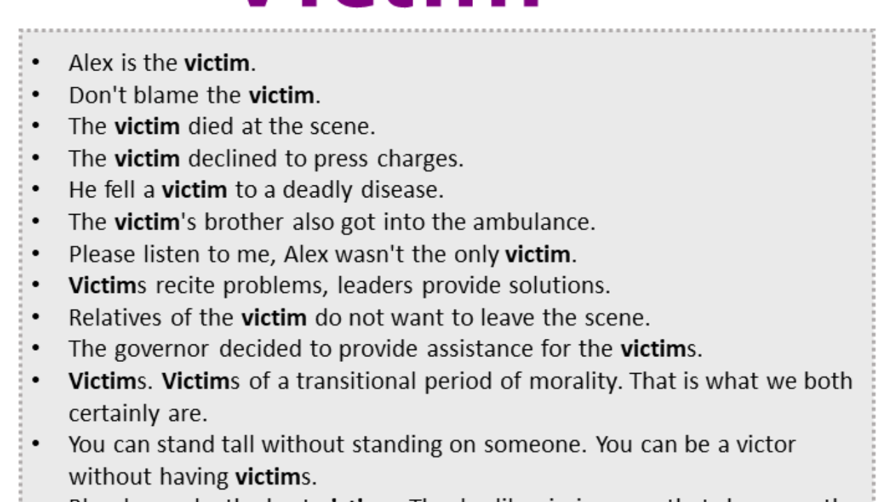 Victim In A Sentence