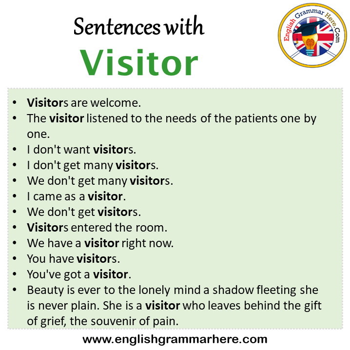 Sentences with Visitor, Visitor in a Sentence in English, Sentences For Visitor