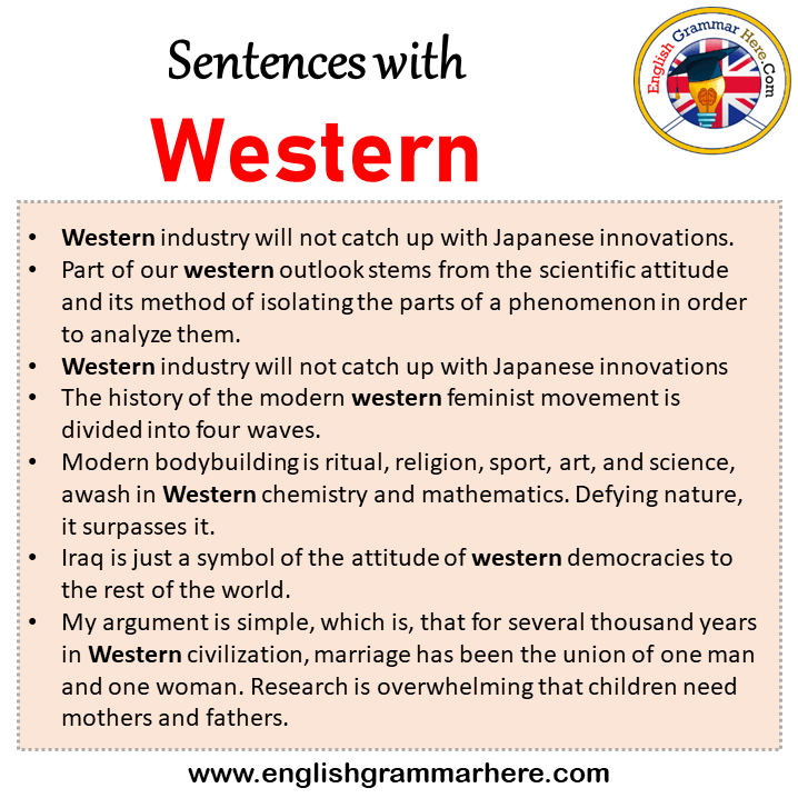 Sentences with Western, Western in a Sentence in English, Sentences For Western