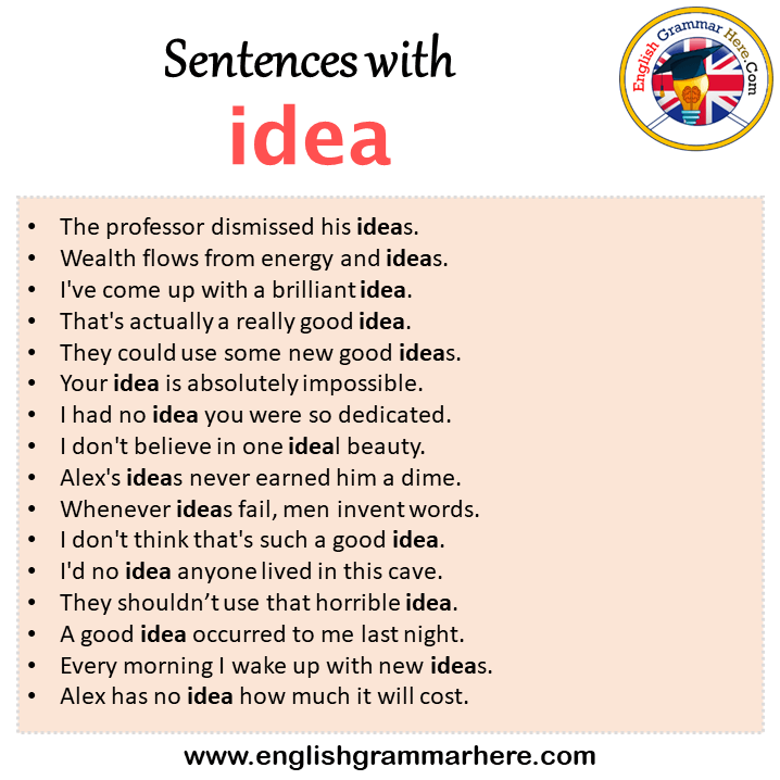 Sentences with idea, idea in a Sentence in English, Sentences For idea