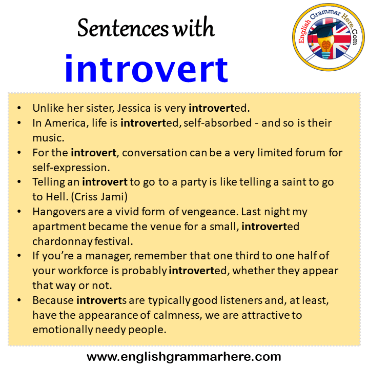 Sentences with introvert, introvert in a Sentence in English, Sentences For introvert