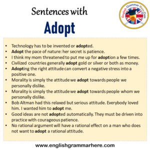Sentences with Adopt, Adopt in a Sentence in English, Sentences For ...