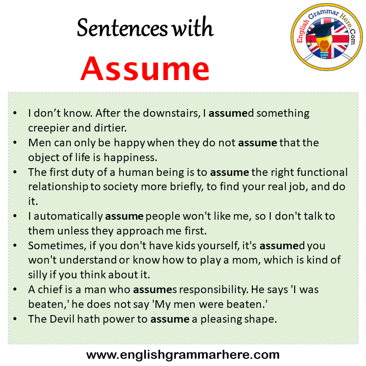 Sentences with Assume, Assume in a Sentence in English, Sentences For Assume