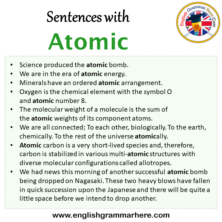 Sentences with Atomic, Atomic in a Sentence in English, Sentences For Atomic