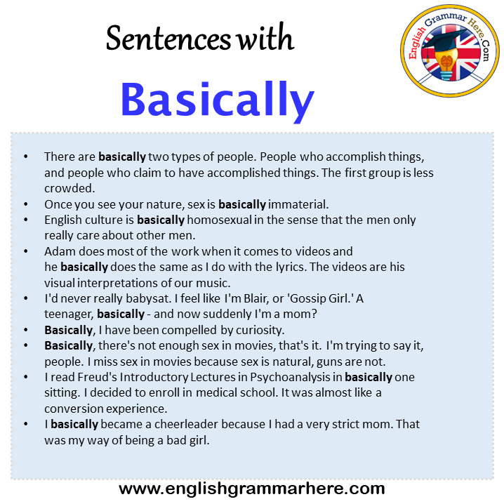 Sentences with Basically, Basically in a Sentence in English, Sentences For Basically
