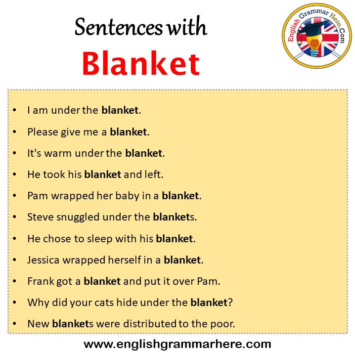 Sentences with Blanket, Blanket in a Sentence in English, Sentences For Blanket