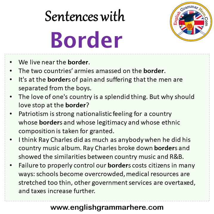 Sentences with Border, Border in a Sentence in English, Sentences For Border