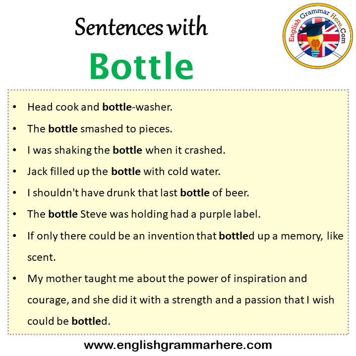 Sentences with Bottle, Bottle in a Sentence in English, Sentences For Bottle