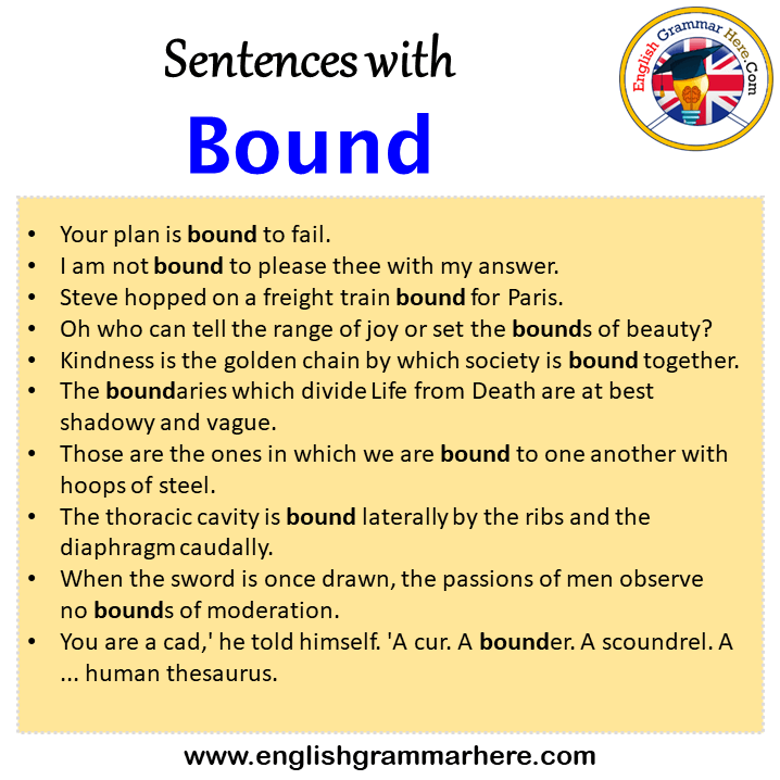 Sentences with Bound, Bound in a Sentence in English, Sentences For Bound