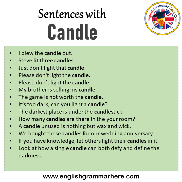 Sentences with Candle, Candle in a Sentence in English, Sentences For Candle