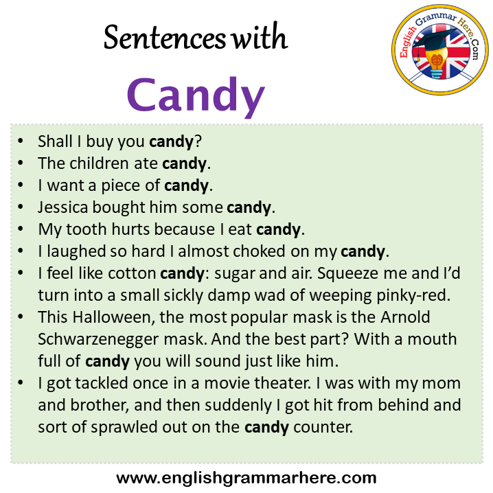 Sentences with Candy, Candy in a Sentence in English, Sentences For Candy