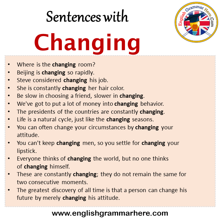 Sentences with Changing, Changing in a Sentence in English, Sentences For Changing