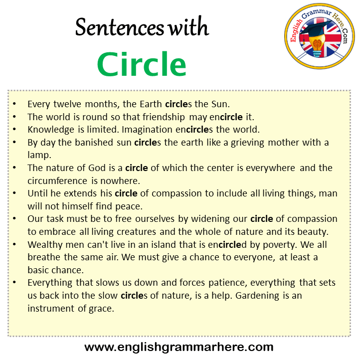 Sentences with Circle, Circle in a Sentence in English, Sentences For Circle