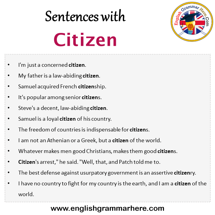 Sentences with Citizen, Citizen in a Sentence in English, Sentences For Citizen