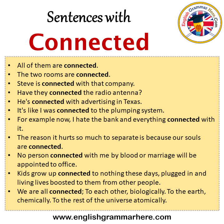 Sentences with Connected, Connected in a Sentence in English, Sentences For Connected