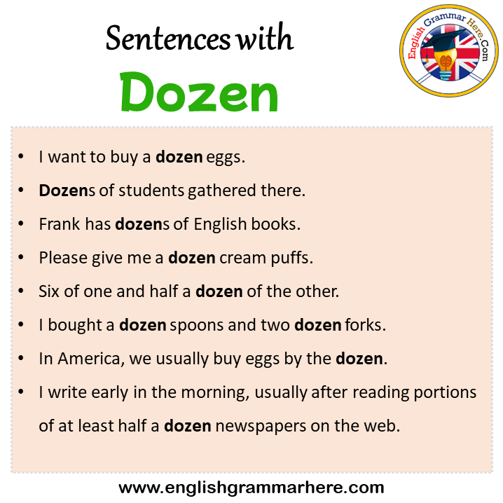Verzwakken Mondstuk diefstal Sentences with Dozen, Dozen in a Sentence in English, Sentences For Dozen -  English Grammar Here