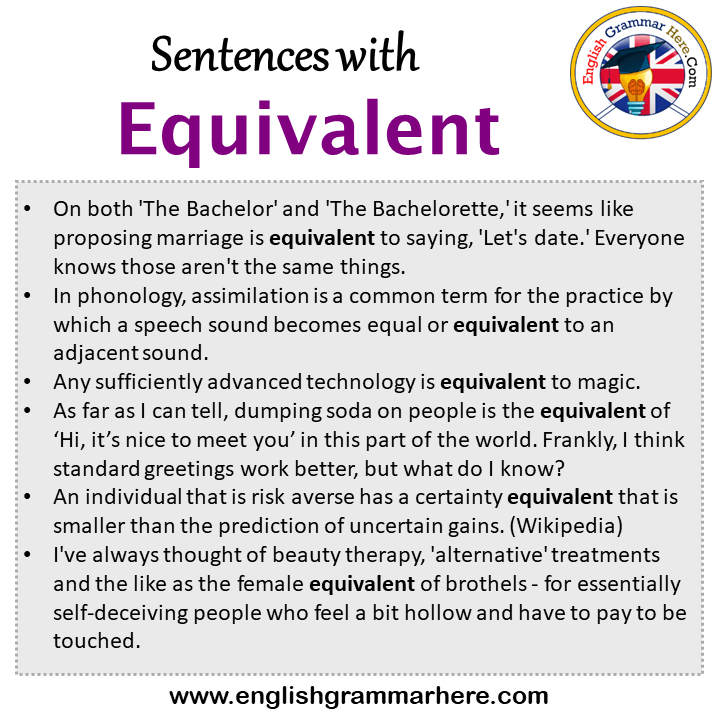 Sentences with Equivalent, Equivalent in a Sentence in English, Sentences For Equivalent