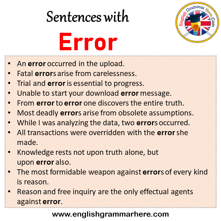 Sentences with Error, Error in a Sentence in English, Sentences For Error