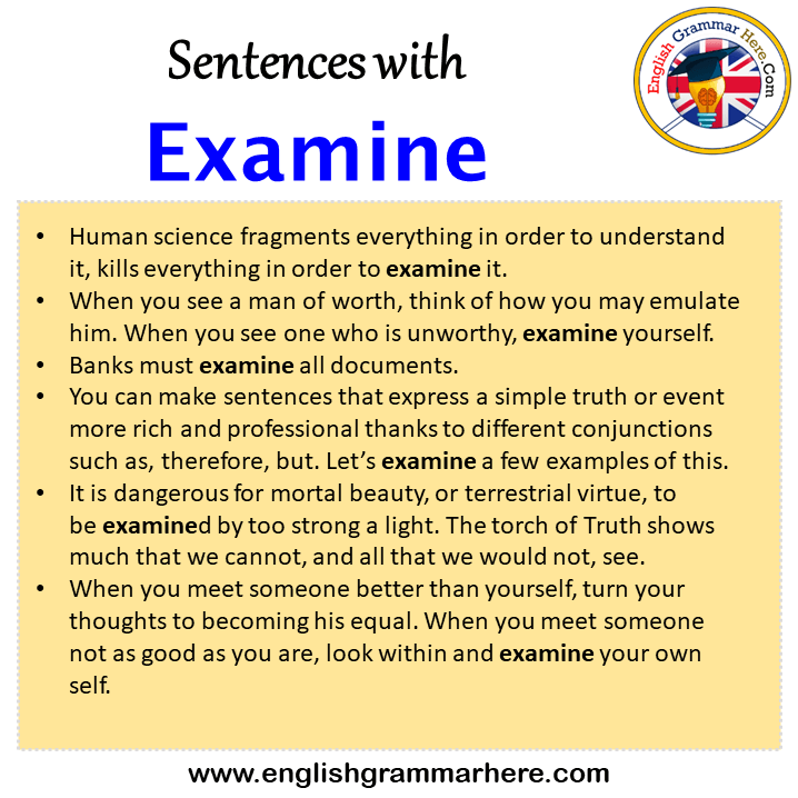 Sentences with Examine, Examine in a Sentence in English, Sentences For Examine