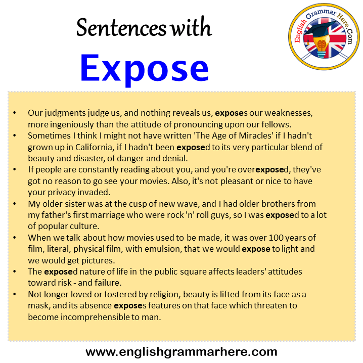 Sentences with Expose, Expose in a Sentence in English, Sentences For Expose