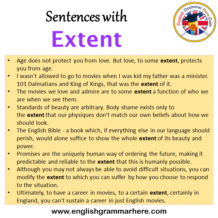 Sentences with Extent, Extent in a Sentence in English, Sentences For Extent