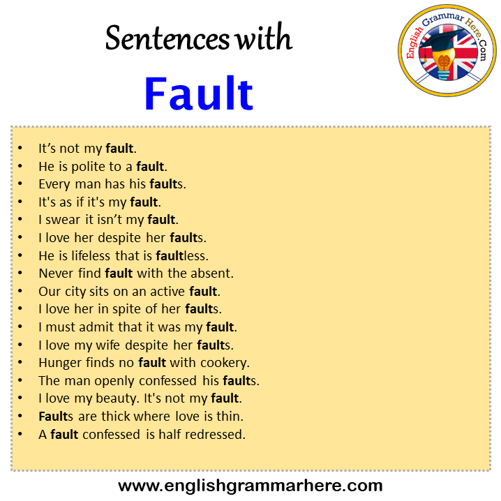Sentences with Fault, Fault in a Sentence in English, Sentences For Fault