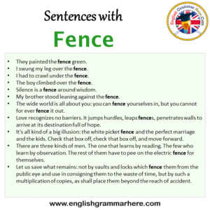 Sentences with Fence, Fence in a Sentence in English, Sentences For ...