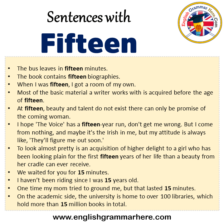 Sentences with Fifteen, Fifteen in a Sentence in English, Sentences For ...