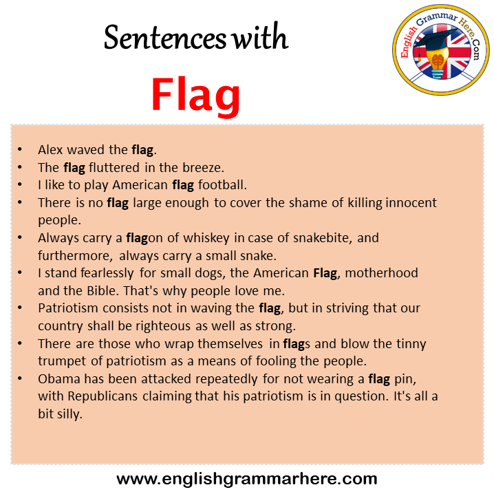 Sentences with Flag, Flag in a Sentence in English, Sentences For Flag